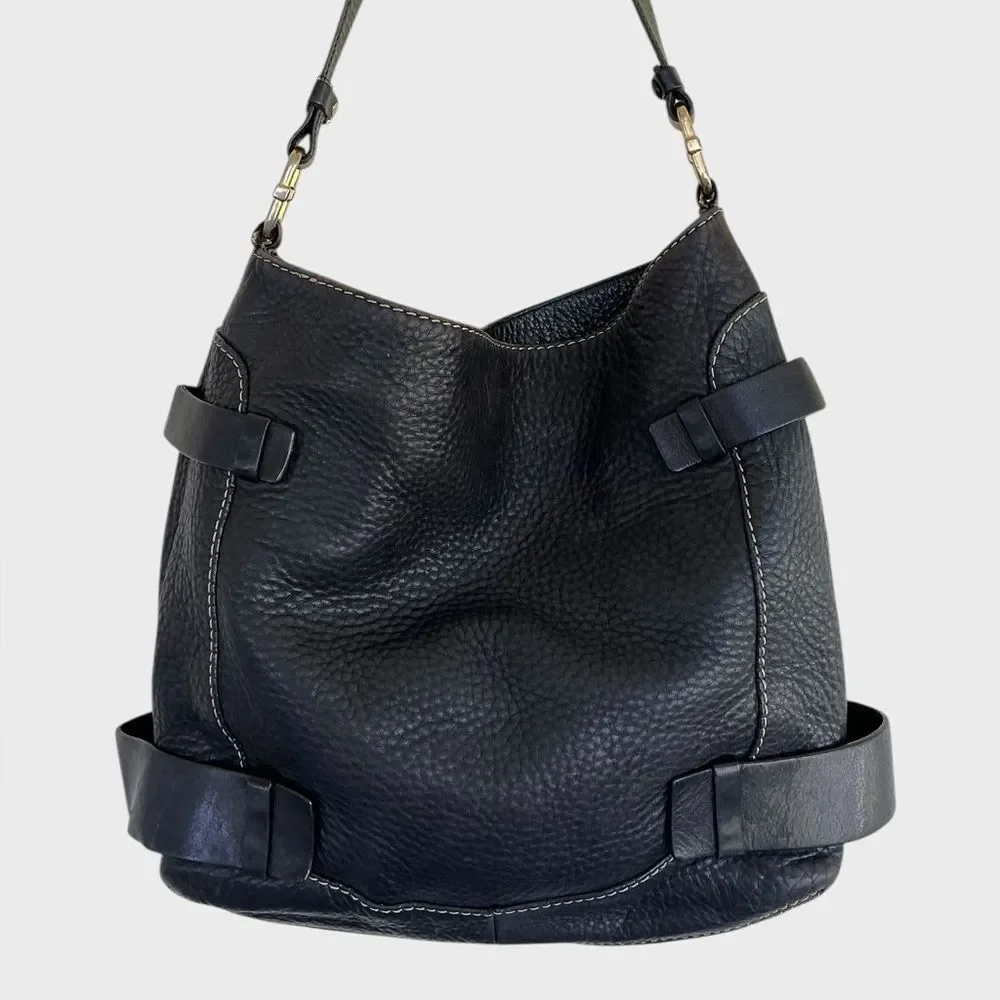 Michael Kors Yacht Club Leather Hobo Shoulder Bag Black